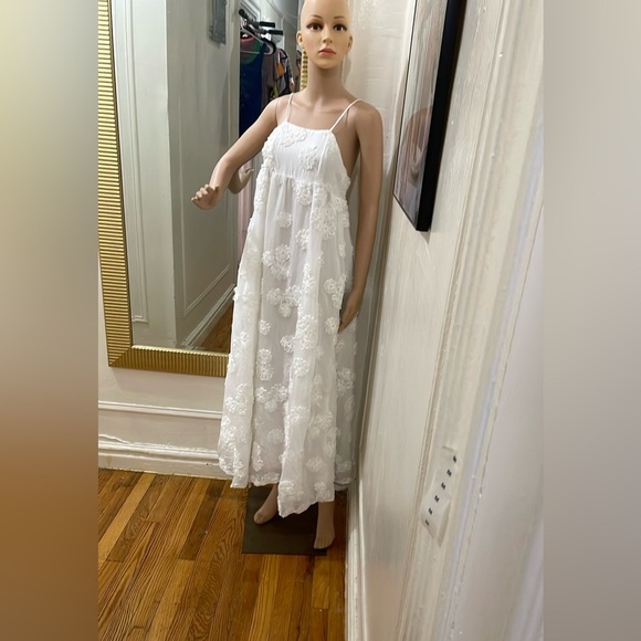 Pink Diamond White Textured Fabric maxi dress - Picture 1 of 13